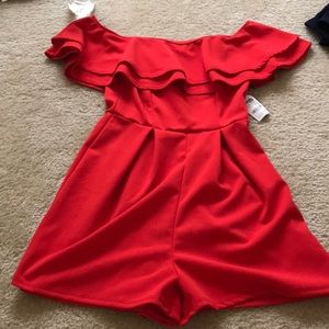 NWT Red ruffle romper